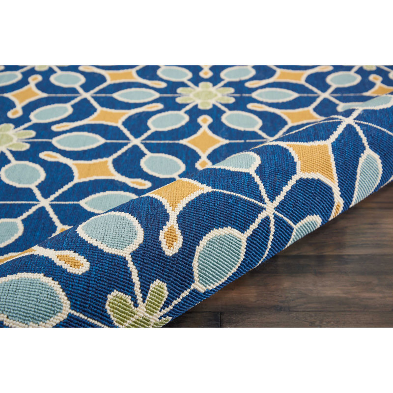 Sol 72 Outdoor™ Monterey Geometric Navy/Blue/Gold Area Rug & Reviews